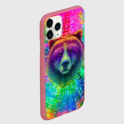Чехол iPhone 11 Pro матовый Цветной медведь, цвет: 3D-малиновый — фото 2