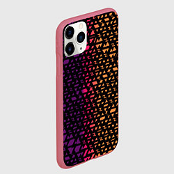 Чехол iPhone 11 Pro матовый Геометрические фигуры жёлтые и фиолетовые, цвет: 3D-малиновый — фото 2