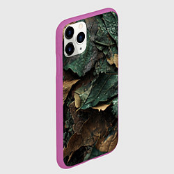 Чехол iPhone 11 Pro матовый Реалистичный камуфляж из листьев, цвет: 3D-фиолетовый — фото 2