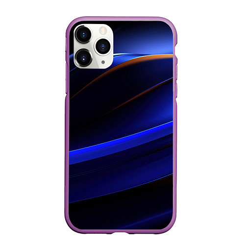 Чехол iPhone 11 Pro матовый Синее свечение на абстрактном фоне / 3D-Фиолетовый – фото 1
