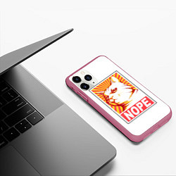 Чехол iPhone 11 Pro матовый Nope - cat, цвет: 3D-малиновый — фото 2