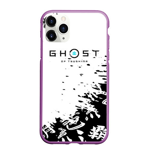 Чехол iPhone 11 Pro матовый Ghost of Tsushima текстура samurai / 3D-Фиолетовый – фото 1