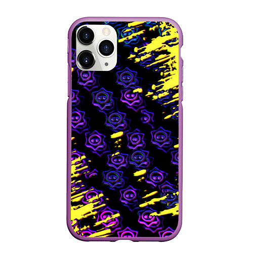 Чехол iPhone 11 Pro матовый Brawl stars neon mobile / 3D-Фиолетовый – фото 1