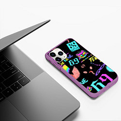 Чехол iPhone 11 Pro матовый 6ix9ine logo rap bend, цвет: 3D-фиолетовый — фото 2