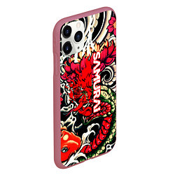 Чехол iPhone 11 Pro матовый Samurai татуировки, цвет: 3D-малиновый — фото 2