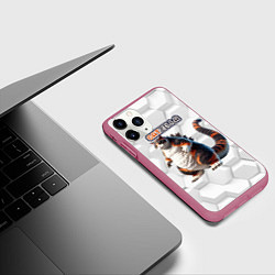 Чехол iPhone 11 Pro матовый Catzilla big, цвет: 3D-малиновый — фото 2