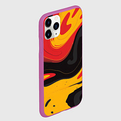 Чехол iPhone 11 Pro матовый Красные желтые оранжевые пятна краски, цвет: 3D-фиолетовый — фото 2