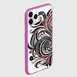 Чехол iPhone 11 Pro матовый Трайбл узоры цветы, цвет: 3D-фиолетовый — фото 2