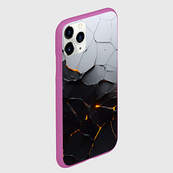 Чехол iPhone 11 Pro матовый Неоновые трещины, цвет: 3D-фиолетовый — фото 2