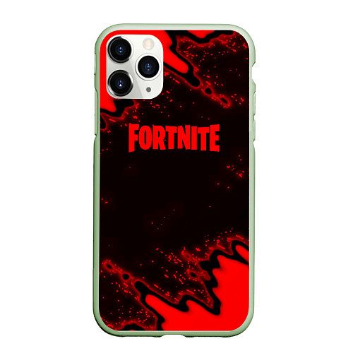 Чехол iPhone 11 Pro матовый Fortnite game colors red / 3D-Салатовый – фото 1