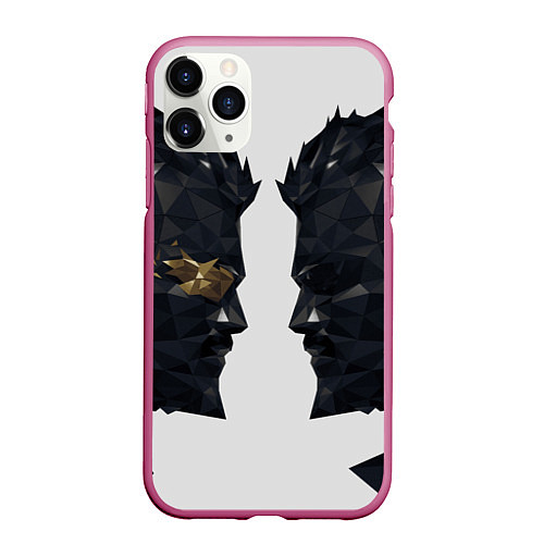 Чехол iPhone 11 Pro матовый Адам Дженсен в отражении deus ex / 3D-Малиновый – фото 1
