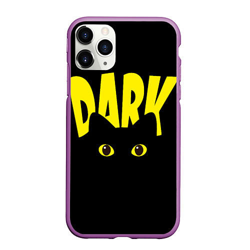 Чехол iPhone 11 Pro матовый Dark cat eyes - черный кот / 3D-Фиолетовый – фото 1