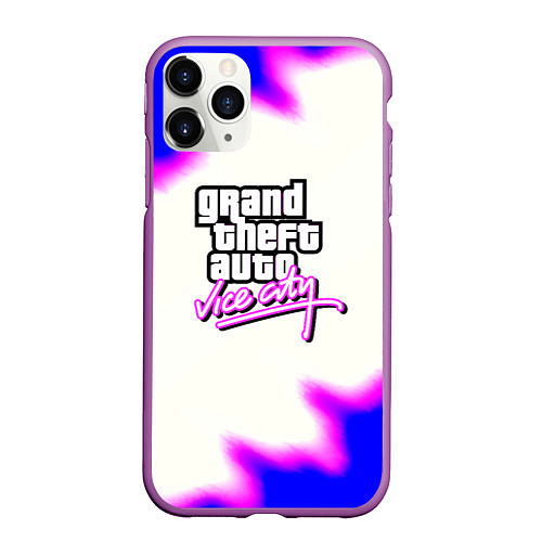 Чехол iPhone 11 Pro матовый GTA неон краски / 3D-Фиолетовый – фото 1