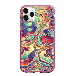 Чехол iPhone 11 Pro матовый Абстрактный разноцветный паттерн, цвет: 3D-малиновый