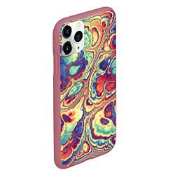 Чехол iPhone 11 Pro матовый Абстрактный разноцветный паттерн, цвет: 3D-малиновый — фото 2