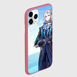 Чехол iPhone 11 Pro матовый Genshin Impact Neuvillette на фоне неба, цвет: 3D-малиновый — фото 2