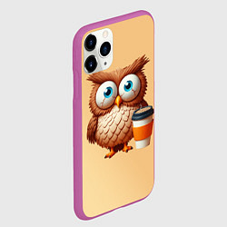 Чехол iPhone 11 Pro матовый Растрепанная сова со стаканчиком кофе, цвет: 3D-фиолетовый — фото 2