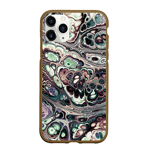 Чехол iPhone 11 Pro матовый Абстрактный разноцветный узор / 3D-Коричневый – фото 1