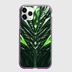 Чехол iPhone 11 Pro матовый Зелёные кристаллы и камень, цвет: 3D-фиолетовый
