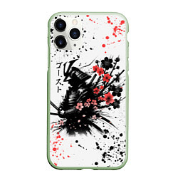 Чехол iPhone 11 Pro матовый Ghost of Tsushima - sakura samurai ghost, цвет: 3D-салатовый