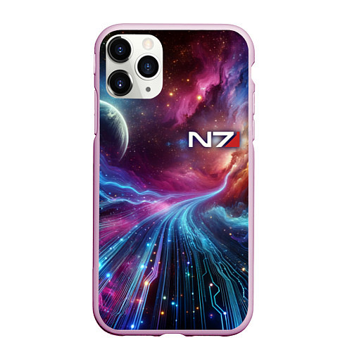 Чехол iPhone 11 Pro матовый Mass Effect - N7 / 3D-Розовый – фото 1