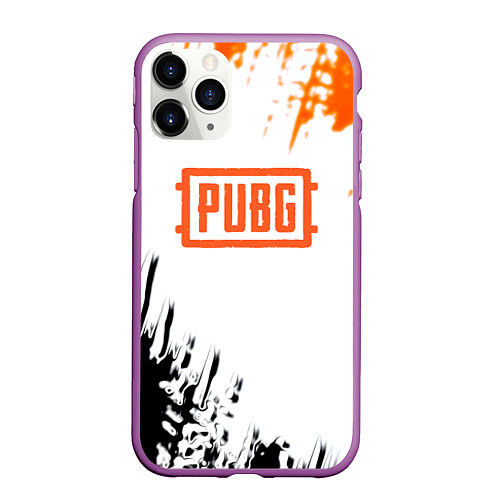 Чехол iPhone 11 Pro матовый PUBG краски гранж / 3D-Фиолетовый – фото 1