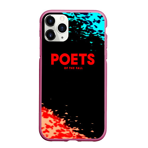 Чехол iPhone 11 Pro матовый Poets of the fall краски брызги / 3D-Малиновый – фото 1