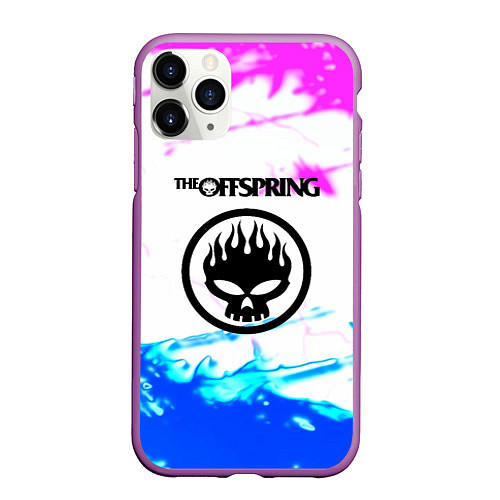 Чехол iPhone 11 Pro матовый The Offspring неоновая абстракция / 3D-Фиолетовый – фото 1