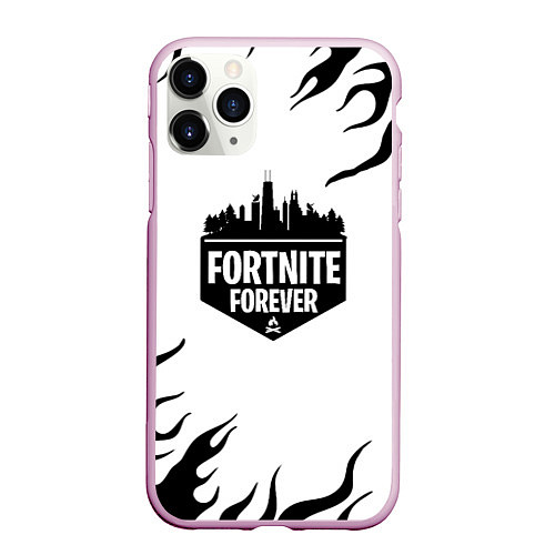 Чехол iPhone 11 Pro матовый Epic games fortnite fire / 3D-Розовый – фото 1