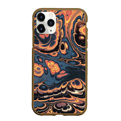 Чехол iPhone 11 Pro матовый Абстрактный разноцветный узор, цвет: 3D-коричневый