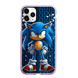 Чехол iPhone 11 Pro матовый Sonic - splash and logo, цвет: 3D-розовый