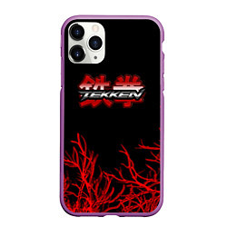 Чехол iPhone 11 Pro матовый Tekken файтинг текстура сакура, цвет: 3D-фиолетовый