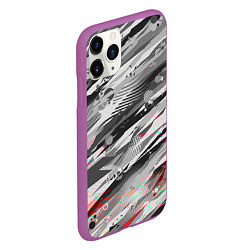 Чехол iPhone 11 Pro матовый Серые узоры, цвет: 3D-фиолетовый — фото 2