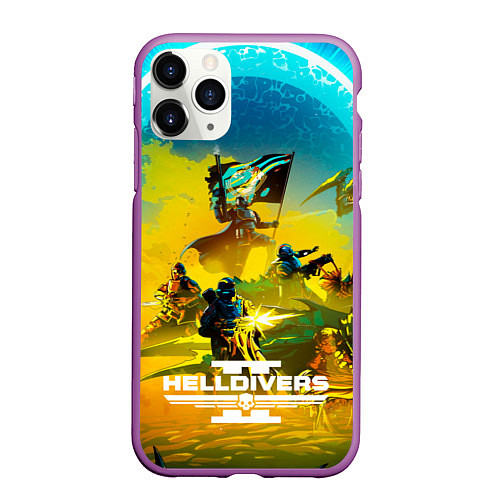 Чехол iPhone 11 Pro матовый Helldivers 2: Battle / 3D-Фиолетовый – фото 1