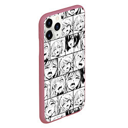 Чехол iPhone 11 Pro матовый Ahegao pattern, цвет: 3D-малиновый — фото 2