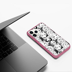 Чехол iPhone 11 Pro матовый Ahegao узор, цвет: 3D-малиновый — фото 2