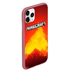 Чехол iPhone 11 Pro матовый Мир minecraft, цвет: 3D-малиновый — фото 2