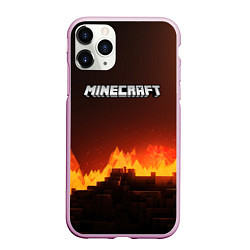 Чехол iPhone 11 Pro матовый Minecraft огненная стена