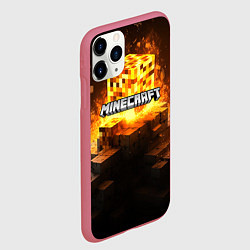 Чехол iPhone 11 Pro матовый Minecraft огненный куб, цвет: 3D-малиновый — фото 2