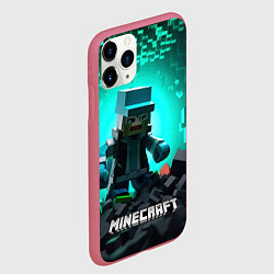 Чехол iPhone 11 Pro матовый Minecraft квадратный персонаж, цвет: 3D-малиновый — фото 2