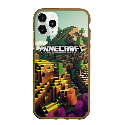 Чехол iPhone 11 Pro матовый Minecraft logo карты / 3D-Коричневый – фото 1