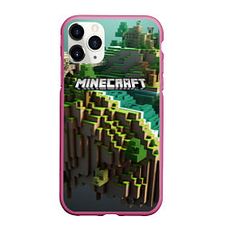 Чехол iPhone 11 Pro матовый Minecraft logo летняя карта, цвет: 3D-малиновый