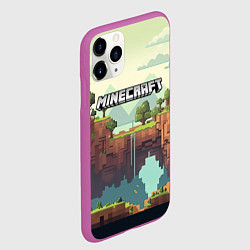 Чехол iPhone 11 Pro матовый Minecraft logo квадратный мир, цвет: 3D-фиолетовый — фото 2
