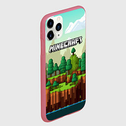 Чехол iPhone 11 Pro матовый Minecraft logo квадратный мир, цвет: 3D-малиновый — фото 2