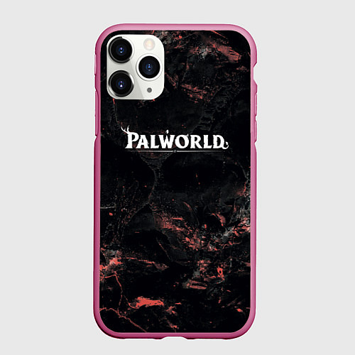 Чехол iPhone 11 Pro матовый Palworld dark logo / 3D-Малиновый – фото 1