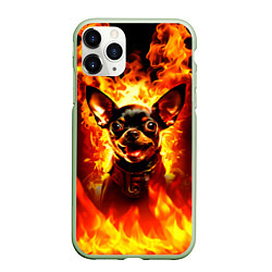 Чехол iPhone 11 Pro матовый Адский Пёс, цвет: 3D-салатовый