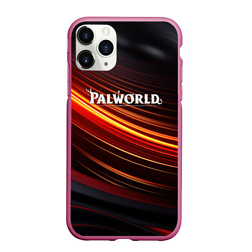 Чехол iPhone 11 Pro матовый Palworld logo black orange / 3D-Малиновый – фото 1