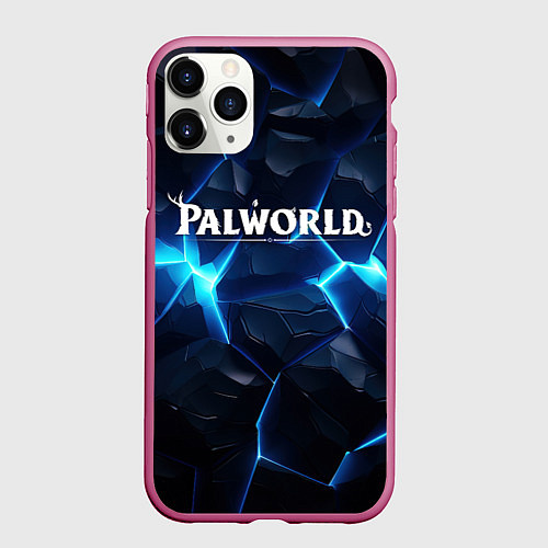 Чехол iPhone 11 Pro матовый Palworld logo blue ice / 3D-Малиновый – фото 1