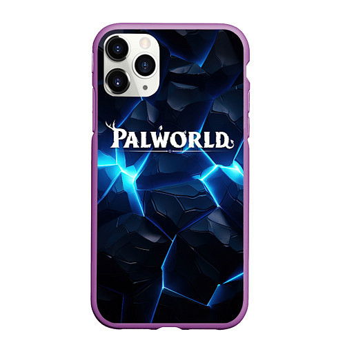 Чехол iPhone 11 Pro матовый Palworld logo blue ice / 3D-Фиолетовый – фото 1