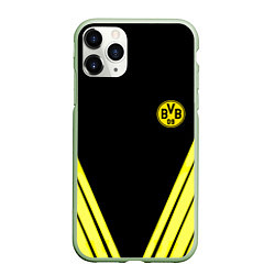 Чехол iPhone 11 Pro матовый Borussia geometry yellow, цвет: 3D-салатовый